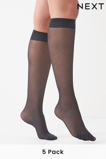 Black Knee High Socks Five Pack (778764) | £8