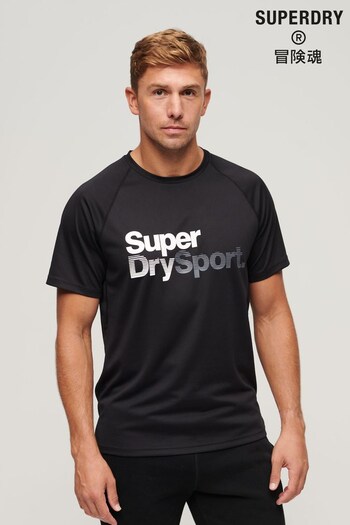 Superdry Black Sport Train Active Logo Short Sleeve T-Shirt (778788) | £27