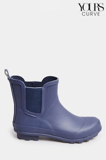 Yours Curve Blue Wide Fit Ankle Welly Boots (778858) | £33