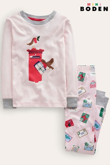 Boden Pink Snug Long John Christmas Pyjamas (779181) | £23 - £27