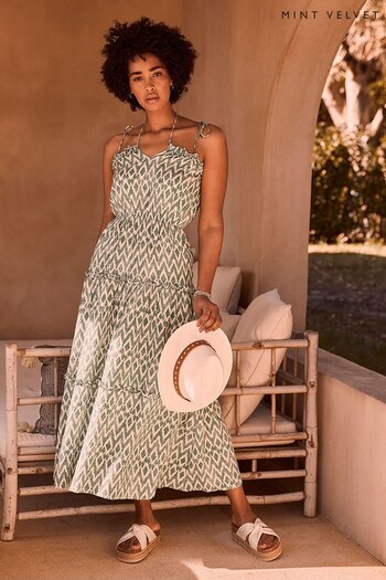 Mint Velvet Green Payton Print Tiered Maxi Dress (779387) | £119