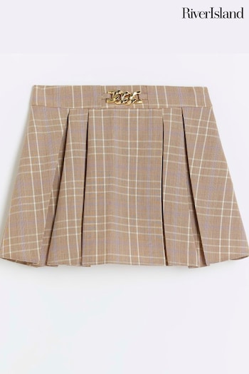 River Island Brown Girls Pleated Check Kilt Skirt (780119) | £20