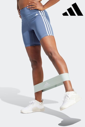 adidas Blue Training Essentials 3 Stripes High Waisted Short Leggings (780562) | £33