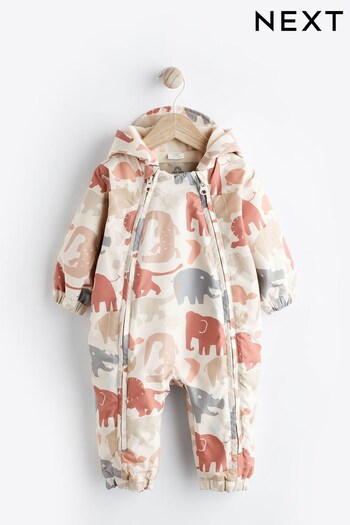 Neutral/Grey Safari Print Baby Packable All-In-One Pramsuit (0mths-2yrs) (780599) | £25 - £27