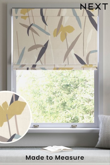 Natural/Ochre Yellow Modern Floral Made To Measure Roman Blind (780720) | £52