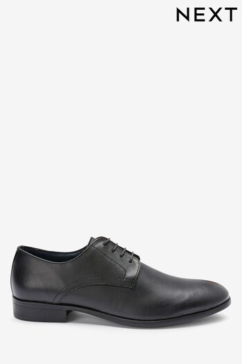 Black Round Toe Leather Derby Shoes (780954) | £40