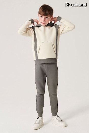 River Island Cream/Green fitted Blocked Sweat Joggers Set (781263) | £35
