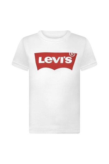 Levis Boys White Cotton Logo Print Top (781626) | £16 - £18