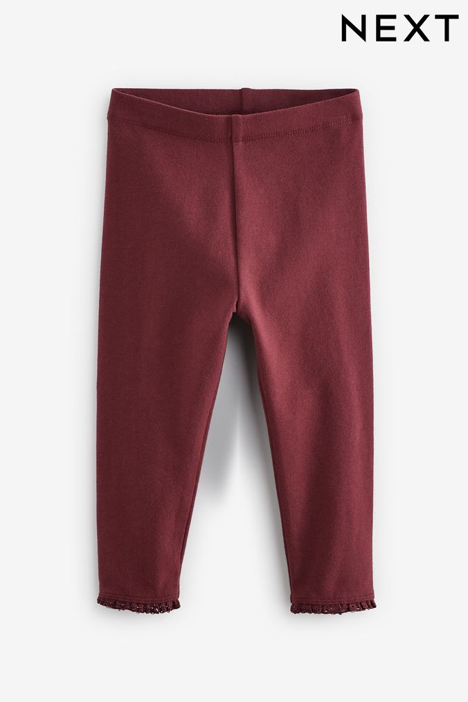 Berry Red Lace Trim Leggings (3mths-7yrs) (782058) | £3.50 - £5.50