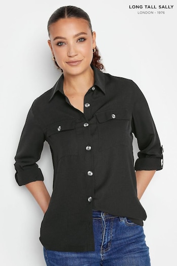 Long Tall Sally Black Long Sleeve Utility Shirt (782099) | £29