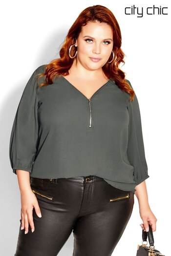 City Chic Green Sexy Fling Elbow Sleeve Top (782655) | £28