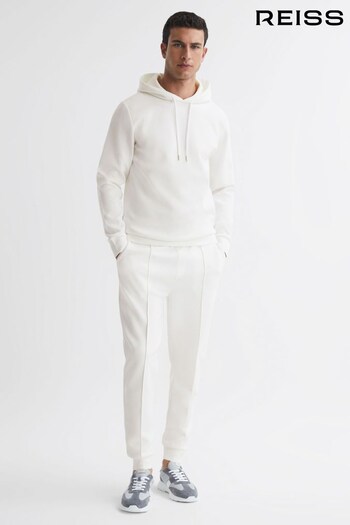 Reiss White Premier Plain Interlock Jersey Drawstring Joggers (782752) | £98