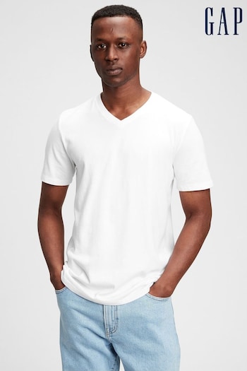 Gap White Cotton Classic V Neck Short Sleeve T-Shirt (782760) | £10