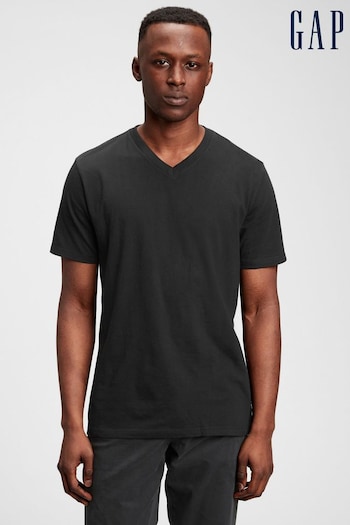 Gap Black Cotton Classic V Neck Short Sleeve T-Shirt (782764) | £10
