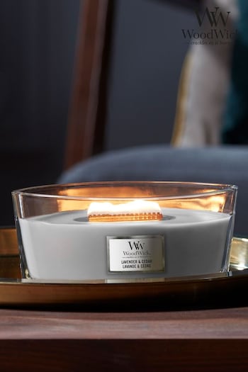 Woodwick Grey Ellipse Scented Candle with Crackle Wick Lavender Cedar (782769) | £35