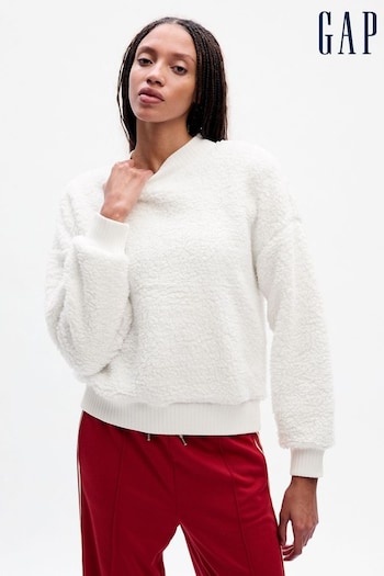 Gap White Vintage Soft Mock Neck Long Sleeve Pullover Sweatshirt. (782786) | £35
