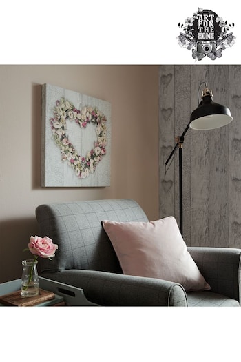 Art For The Home Pink Floral Heart Canvas (782899) | £30