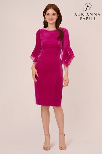 Adrianna Papell Pink Velvet Bell Sleeve Short Dress (782955) | £149