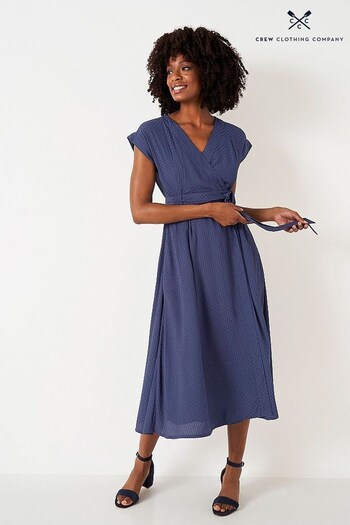 Crew Books Clothing Company Blue Jacquard Wrap Dress (782959) | £79