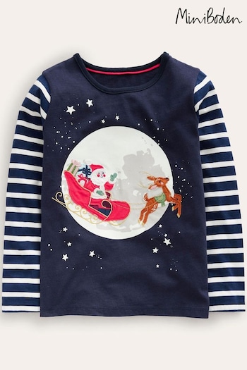 Boden Blue Festive Applique Christmas T-Shirt (783985) | £21 - £23