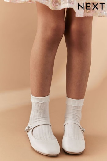 White Cotton Rich Pretty Scallop Turnover Ankle Socks 2 Pack (784466) | £4.50 - £6.50