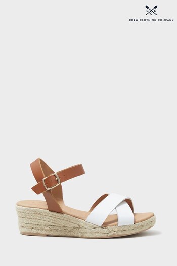 Crew Clothing Company Natural Textured Leather  Heeled Sandals (784550) | £59