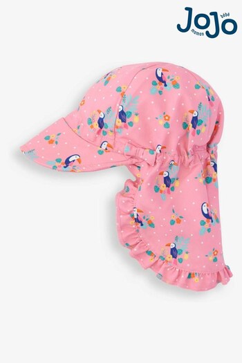 JoJo Maman Bébé Toucan Girls' Frilly Flap Sun Protection Hat (784568) | £14