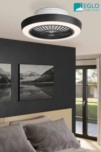 Eglo White/Black SAZAN Ceiling Fan with Light (784604) | £262