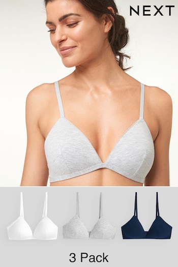 Navy Blue/Grey Marl/White Pad Non Wire First Bras 3 Pack (784803) | £30