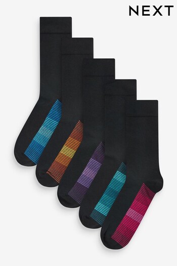 Black Stripe 5 Pack Footbed Socks (785206) | £14