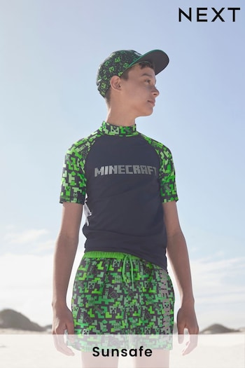 Green Minecraft Rash Vest (3-16yrs) (785372) | £6.50 - £9.50