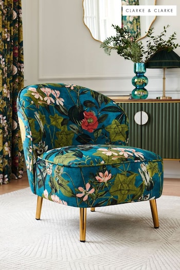 Clarke & Clarke Passiflora Kingfisher Blue Meteo Chair (785586) | £350