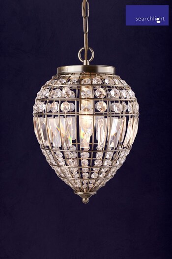 Searchlight Brass Comet Antique Brass & Clear Glass Ceiling Light Pendant (785589) | £74