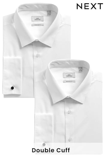 White Regular Fit Double Cuff Shirts balance 2 Pack (785805) | £36