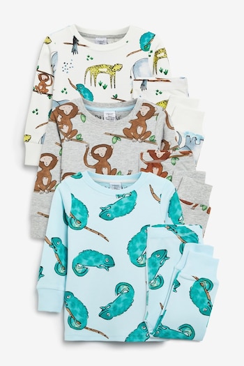 Multi 3 Pack Animal Print Snuggle Pyjamas (9mths-7yrs) (785973) | £27 - £33