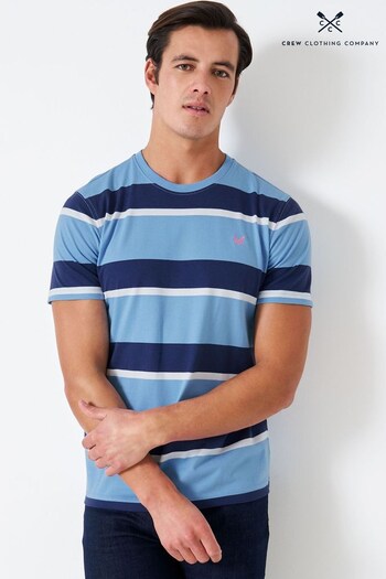 Crew pleated Clothing Company Blue Stripe Cotton Casual T-Shirt (786015) | £27
