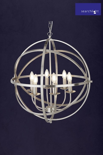 Searchlight Satin Silver Provident 6 Light Cage Ceiling Light Pendant (786143) | £220