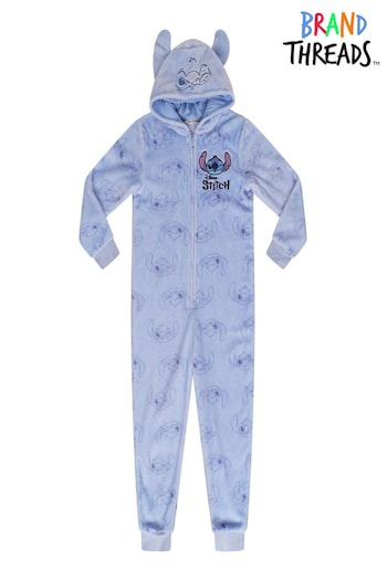 Brand Threads Blue Girls Stitch Fleece Onesie (786883) | £25