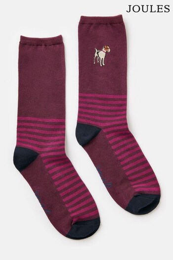 Joules Embroidered Purple Socks (787897) | £7.95