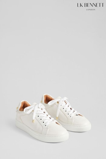 LK Bennett Natural Signature White Leather Trainers (788216) | £199