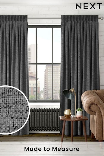 Charcoal Grey Chunky Weave Made To Measure Curtains (788221) | £82