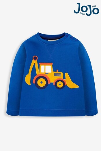 JoJo Maman Bébé Cobalt Blue Digger Boys' Appliqué Sweatshirt (788270) | £24