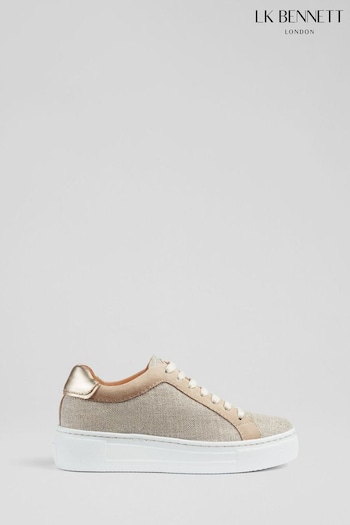 LK Bennett Natural Fabric And Beige Suede Flatform Trainers (788306) | £199