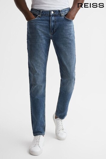 Reiss Mid Blue Athens Mid Rise Tapered Jeans (788317) | £128