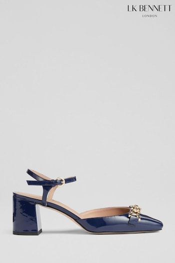 LK Bennett Blue Patent Leather Ankle Strap Courts (788321) | £299