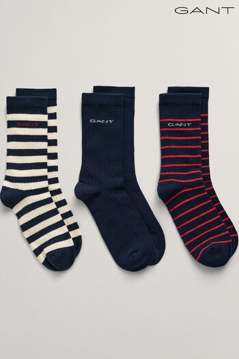 GANT Blue Stripe Rib Socks 3 Packs (788374) | £20