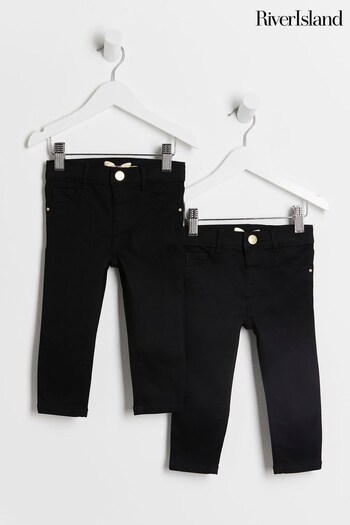 River Island Girls Black Skinny shoulder Jeans 2 Pack (788444) | £25