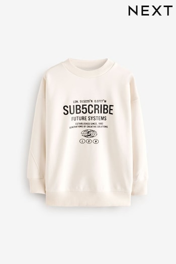 Cream Subscribe Crew Neck Sweat Top (3-16yrs) (788566) | £16 - £21