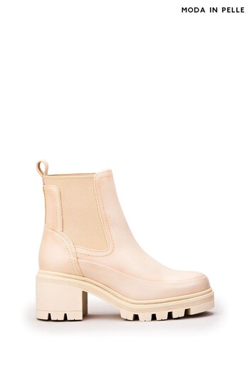 Moda in Pelle Nude Chella Cleated Block Heel Chunky Ankle Boots (788641) | £139