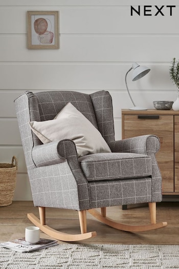 Tweedy Check Lawson Mid Grey Sherlock Rocking Chair (788678) | £375